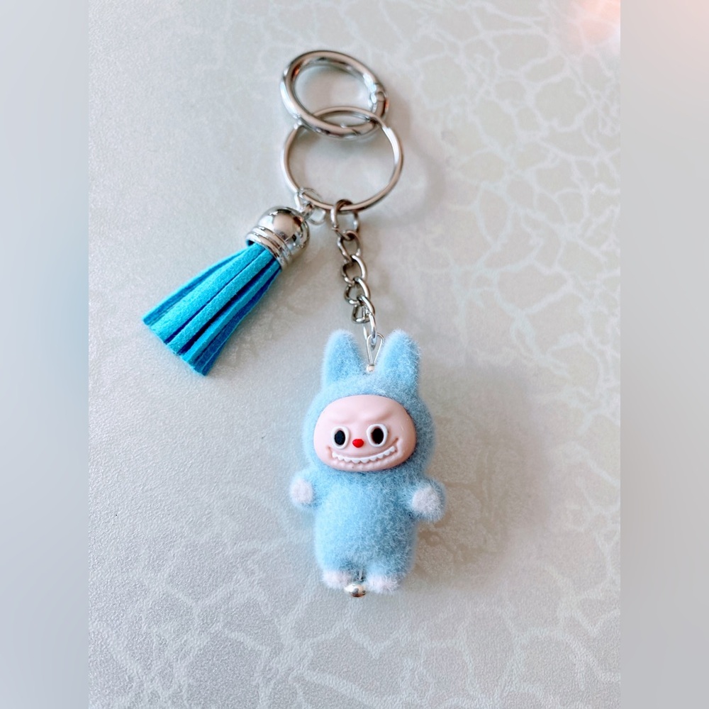 Blue Plush Monster Keychain